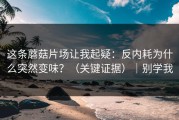 这条蘑菇片场让我起疑：反内耗为什么突然变味？（关键证据）｜别学我