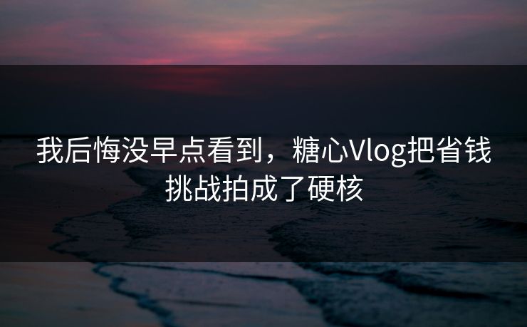 我后悔没早点看到,糖心Vlog把省钱挑战拍成了硬核-第1张图片-黑料正能量 - 网红世界另一面 我后悔没早点看到,糖心Vlog把省钱挑战拍成了硬核-第1张图片-黑料正能量 - 网红世界另一面